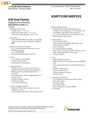 K30P121M100SF2V2 数据手册首页