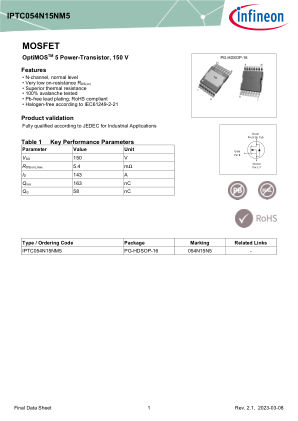 IPTC054N15NM5 数据手册首页