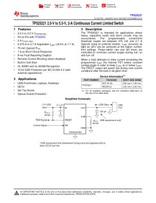 TPS25221 datasheet cover page