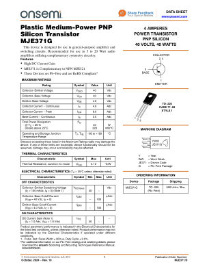 MJE371 数据手册首页