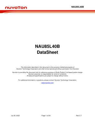 NAU85L40B 数据手册首页