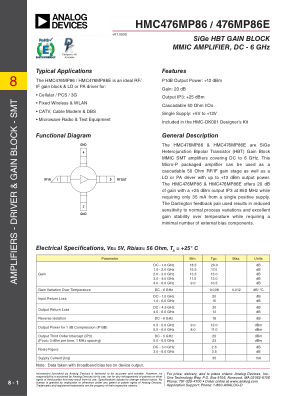 HMC476MP86 datasheet cover page