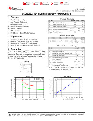 CSD13202Q2 数据手册首页