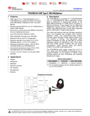 TS3USBCA4 datasheet cover page