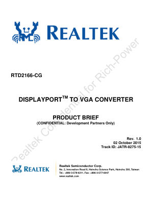 RTD2166-CG datasheet cover page