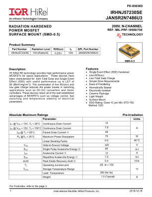IRHNJ57230SE datasheet cover page