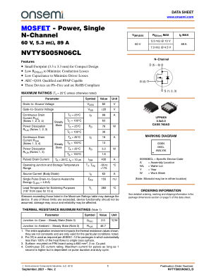 NVTYS005N06CL datasheet cover page