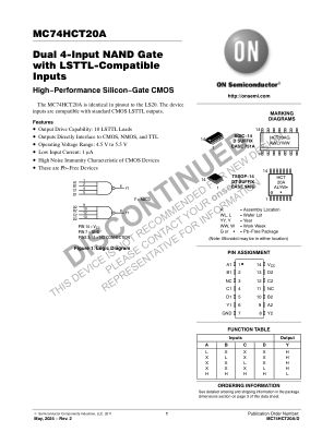 MC74HCT20A 数据手册首页