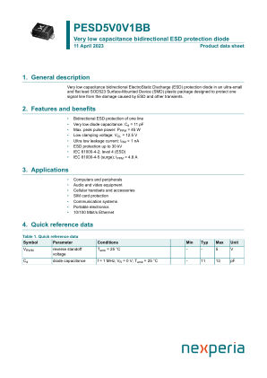 PESD5V0V1BB datasheet cover page