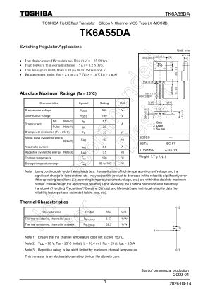 TK6A55DA datasheet cover page