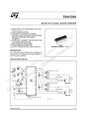 TDA7250 数据手册首页