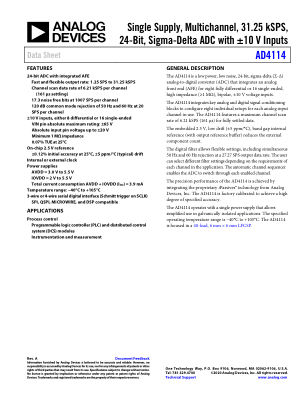 AD4114 数据手册首页