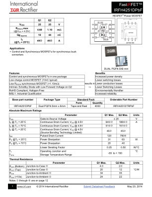 IRFH4251D datasheet cover page