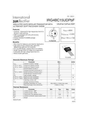 IRG4BC15UD 数据手册首页