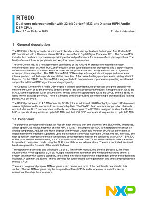 RT600 datasheet cover page
