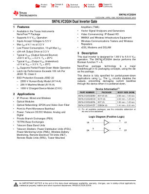 SN74LVC2G04 datasheet cover page
