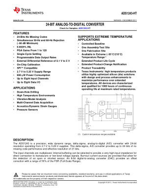 ADS1243-HT 数据手册首页