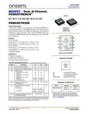 FDMC007N30D datasheet cover page