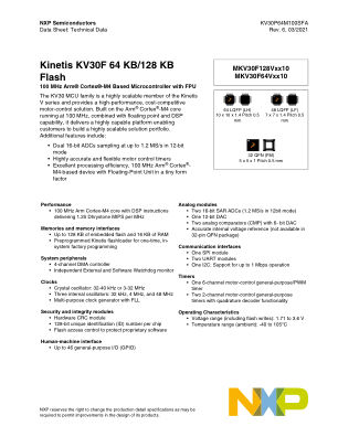 KV30P64M100SFA datasheet cover page