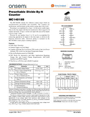 MC14018B 数据手册首页