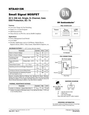NTA4015N datasheet cover page