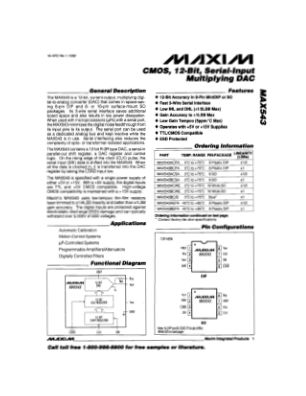 MAX543 数据手册首页