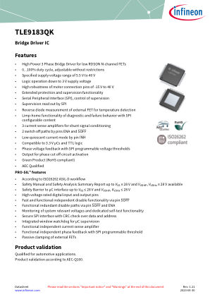 TLE9183QK datasheet cover page