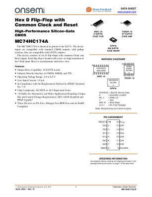 MC74HC174A 数据手册首页