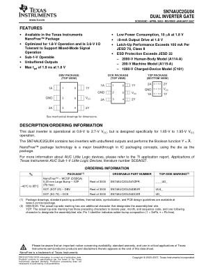 SN74AUC2GU04 数据手册首页