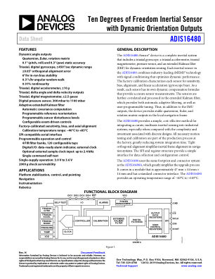 ADIS16480 数据手册首页