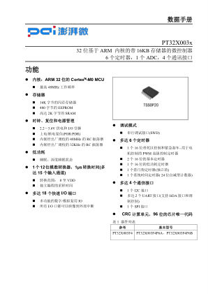 PT32X003X datasheet cover page