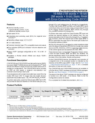 CY62167G30 datasheet cover page