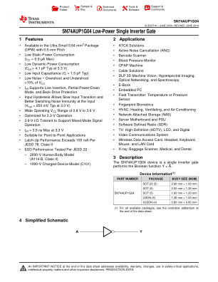 SN74AUP1G04 datasheet cover page