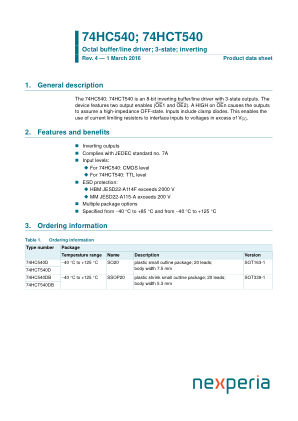 74HCT540DB datasheet cover page