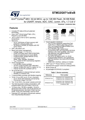 STM32G071C8 datasheet cover page