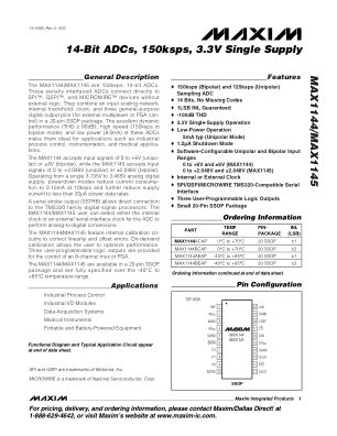 MAX1144 datasheet cover page