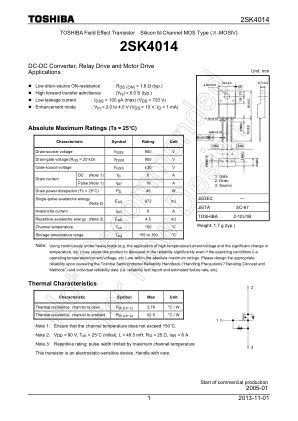 2SK4014 datasheet cover page
