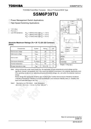 SSM6P39TU 数据手册首页