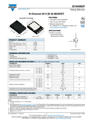 SI7848BDP 数据手册首页
