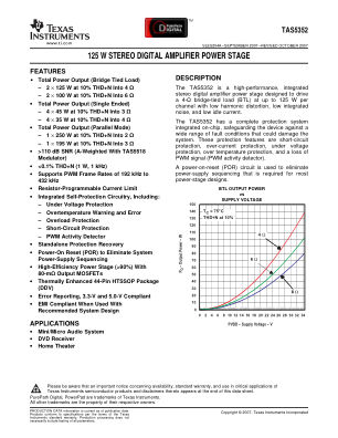 TAS5352 datasheet cover page