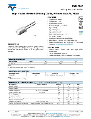 TSAL6200 datasheet cover page
