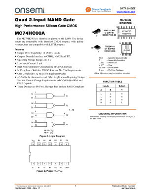 MC74HC00A 数据手册首页