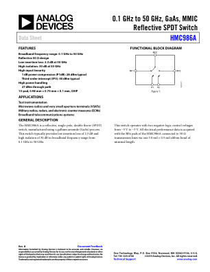 HMC986A datasheet cover page