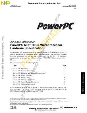 MPC602EC datasheet cover page