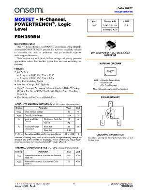 FDN359BN datasheet cover page