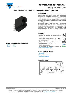 TSOP392TR1 datasheet cover page