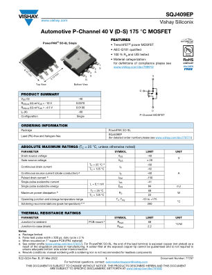SQJ409EP datasheet cover page