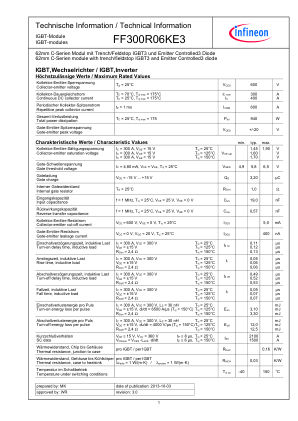 FF300R06KE3 数据手册首页
