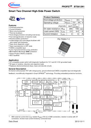 BTS612N1 数据手册首页