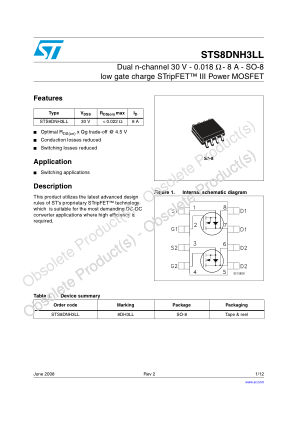 STS8DNH3LL 数据手册首页